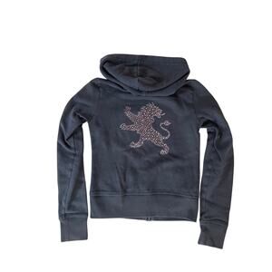 Vintage Express Y2K Full Zip Hoodie Rhinestone Lion Graphic | Women's Small
